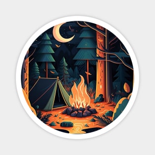 Camping Adventure in the Forest, Campfire Magnet